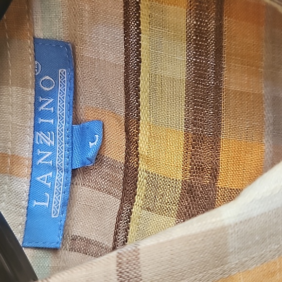 Lanzino 100% Linen Short Sleeves Plaid Shirt - Picture 4 of 10